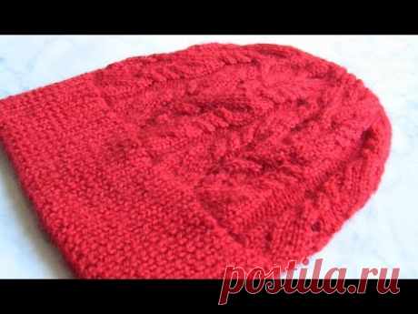 Вязаная шапка бини спицами 👌 АЖУРНАЯ шапка-бини спицами. Вязаные ажурные шапки бини спицами