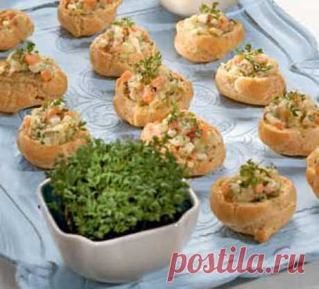 Профитроли с картофельным салатом, закуска. Пошаговый рецепт с фото