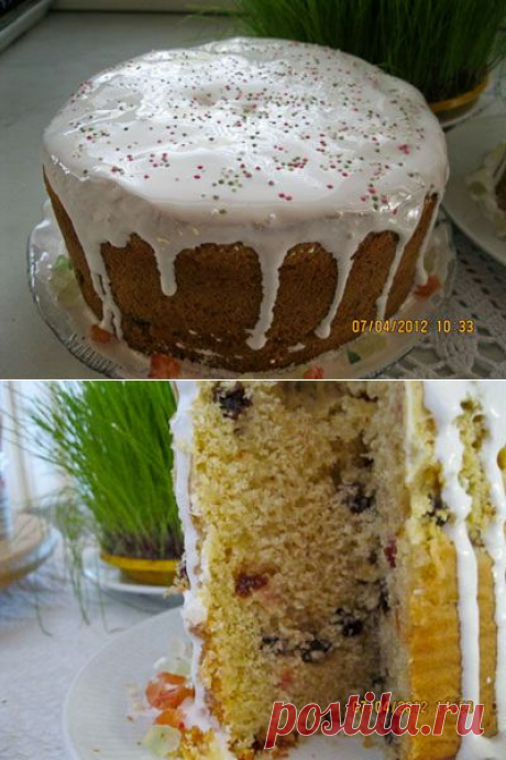 Кулич с цутатами и изюмом. Фото-рецепт / Готовим.РУ