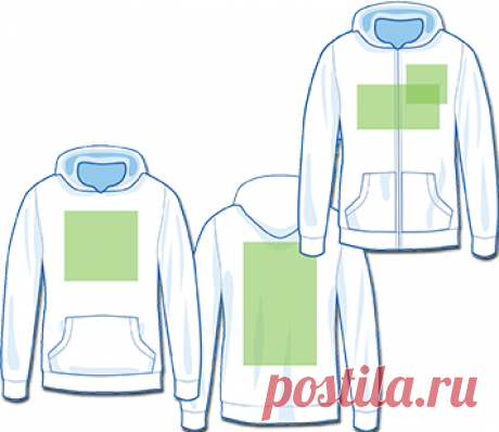 Места расположения вышивки на толстовках и свитшотах