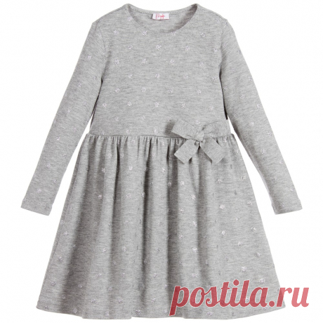 Il Gufo - Girls Grey Knitted Viscose Dress | Childrensalon