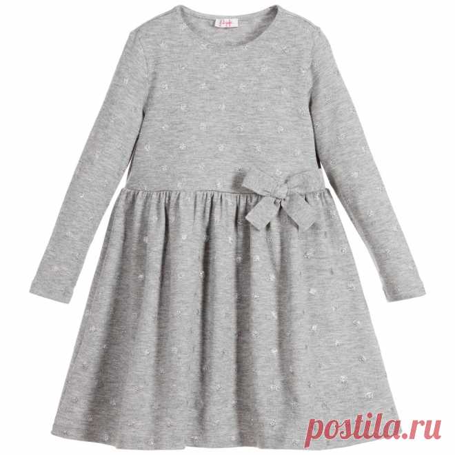 Il Gufo - Girls Grey Knitted Viscose Dress | Childrensalon