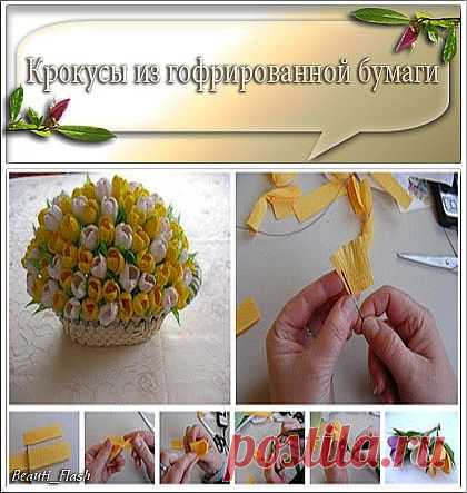 Крокусы из гофрированной бумаги.