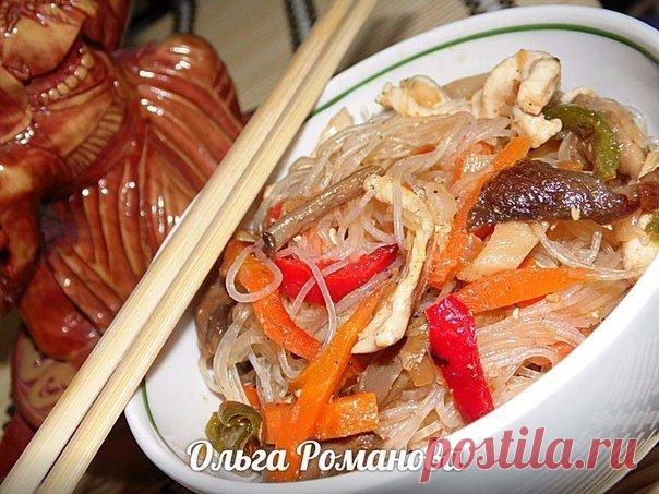 Фунчоза с курицей и грибами — балую себя любимую