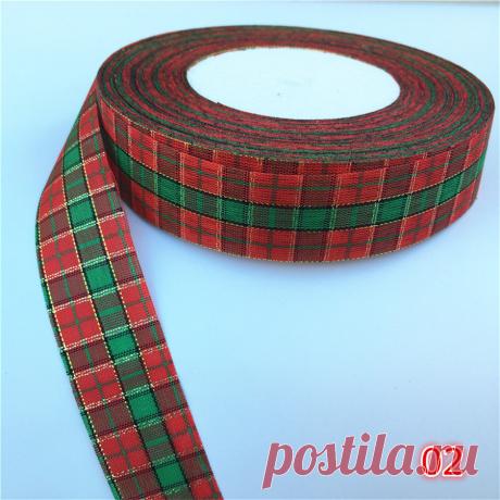 5 ярдов 25 мм красная сетчатая Печать Grosgrain лента банты Рождественская вечеринка подарок декор ремесло | Дом и сад | АлиЭкспресс