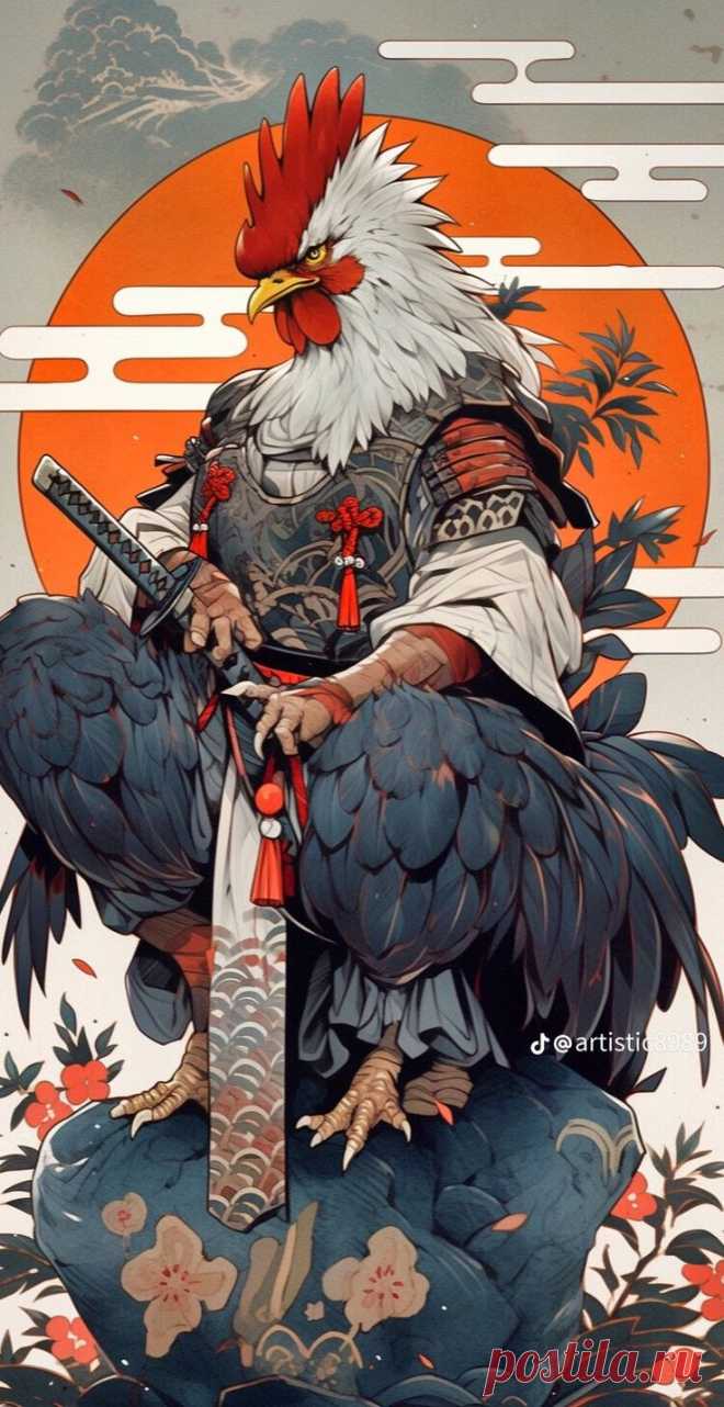 Рисунок. Петух самурай.