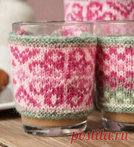 Вязаные грелки для стаканов «Cosagach» | DAMские PALьчики. ru