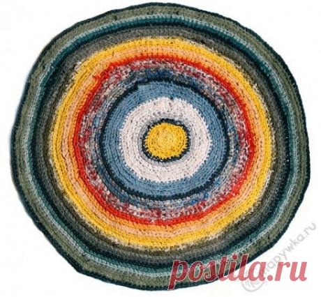 Коврик круглый цветной вязаный крючком - купить | Вещи ручной работы | HANDMADE интернет-магазин