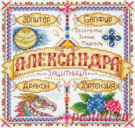 Именной оберег. Александра. Вышивка крестом.