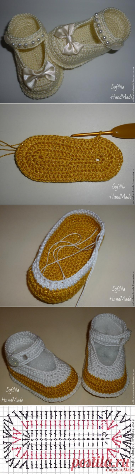 Пинетки-туфельки, вязаные крючком | Рукоделие