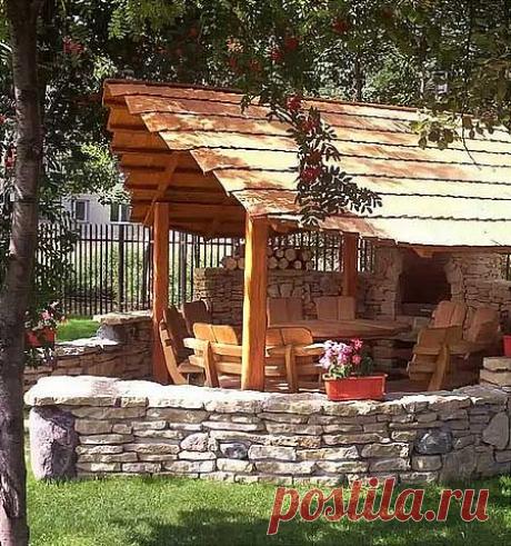 Деревянная беседка для дачи: 35 фото