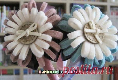 Цветы из фетра для декорирования ободка - Handmade-Paradise