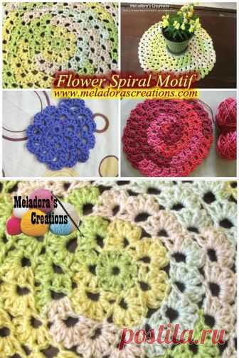Творения Meladora - цветок спираль мотив-свободный узор вязания крючком
