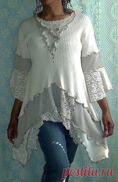 Крем, бежевый ребристые Туника | {Радость Шкаф}