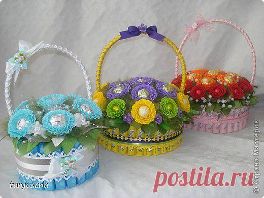 Сладкая корзинка с вкусными конфетками | Страна Мастеров