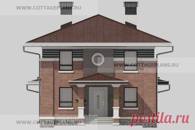 Проект дома 88-24 площадь 141.7 м2 из кирпича, керамических блоков, двухэтажный с полноценным вторым этажом, с четырьмя спальнями - Движущая Сила