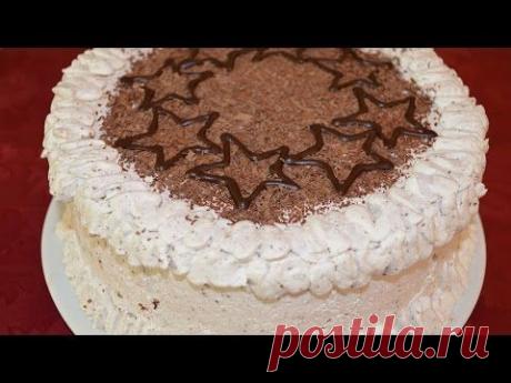 Рецепт: Бисквитный торт со сливочным кремом и бананами на RussianFood.com