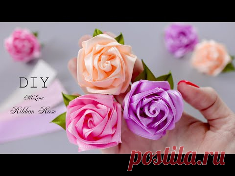 🌹 РОЗА ИЗ АТЛАСНОЙ ЛЕНТЫ 🌹 НОВЫЙ СПОСОБ 🌹
