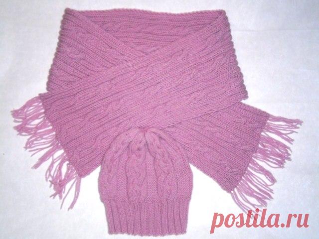 Как связать двусторонний шарф с косами