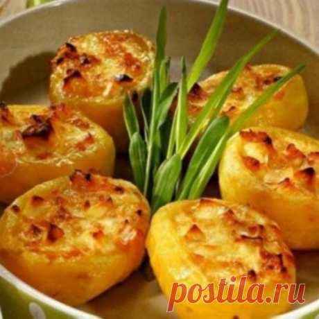 Фаршированный картофель с сыром. Горизонтальный вариант приготовления