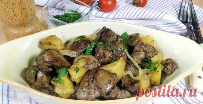 Куриная печень с яблоками и луком Автор: Marina9