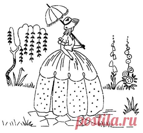 Старинные шаблоны для вышивки Леди 2