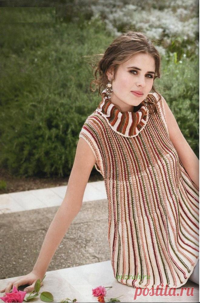 безрукавка-туника укороченными рядами.