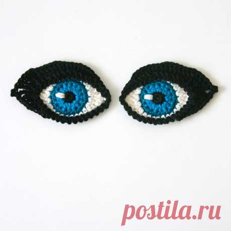 Crochet PATTERN Eyes BOOKMARK and applique / от TheCurioCraftsRoom