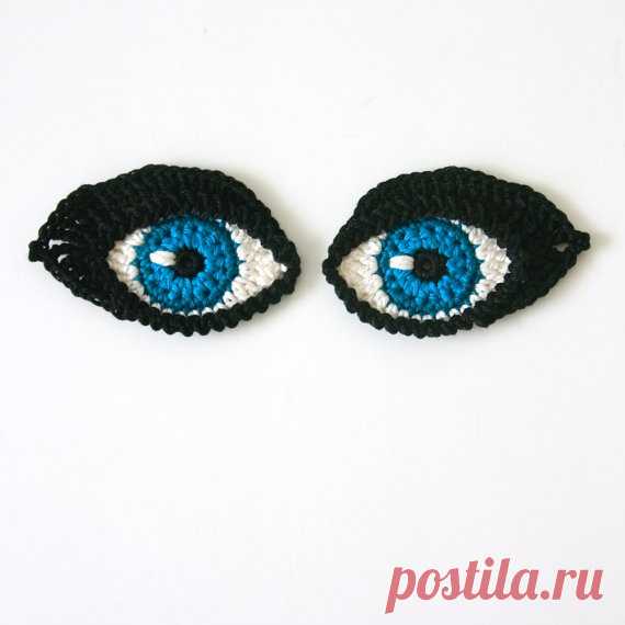 Crochet PATTERN Eyes BOOKMARK and applique / от TheCurioCraftsRoom