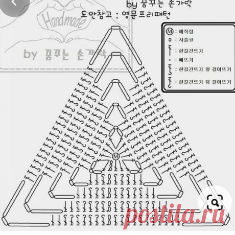 Плед треугольными мотивами. Крючок.