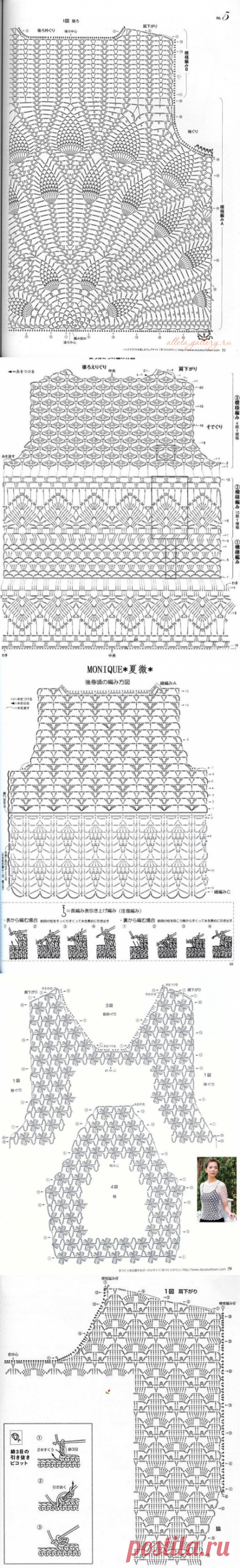 Большая подборка узоров для вязания летних топов (Вязание крючком) | Журнал Вдохновение Рукодельницы