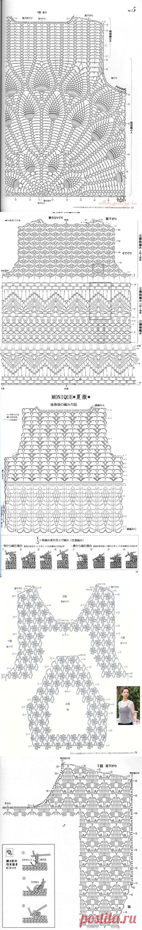 Большая подборка узоров для вязания летних топов (Вязание крючком) | Журнал Вдохновение Рукодельницы