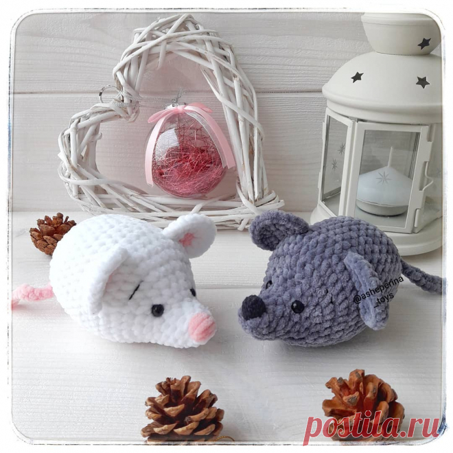 Мышки крючком из плюшевой пряжи | Hi amigurumi