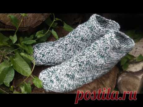 "ПРОСТАЯ ГЕОМЕТРИЯ"/МУЖСКИЕ ТАПОЧКИ-СЛЕДОЧКИ НА ДВУХ СПИЦАХ БЕЗ ШВОВ/МК ЧАСТЬ2