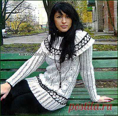 Ажурный пуловер из козьего пуха - 29 Марта 2014 - Вязание спицами, модели и схемы для вязания на спицах