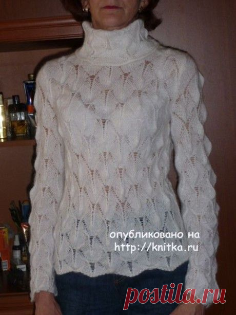 Ажурный свитер спицами с описанием и схемой вязания спицами., Вязание для женщин