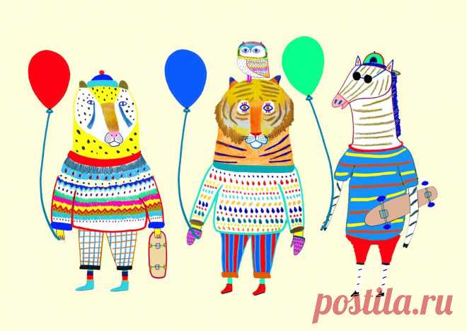 Party Animals with Balloons. children's art kids decor art | Etsy
