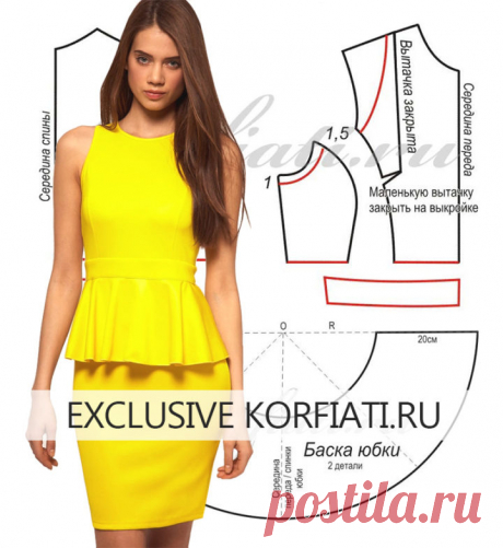 Выкройка платья с баской от Анастасии Корфиати
