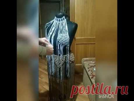 Плетение платья с рукавом. МК #макраме #плетение #ПлетениеПлатья