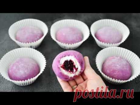 Пирожные МОТИ (Mochi) ☆ Идеальный ДЕСЕРТ для ЛЕТА РЕЦЕПТ:160  гр клейкой рисовой муки35 гр сахаращепотка соли180 гр вода + молоко20 гр растительного маслакраситель200 гр сливочного сыра70 гр сгущеного молокаваниль100 гр ягод15 гр сахара5 гр крахмаласахарная пудра + крахмал (1 к 1) для обсыпки