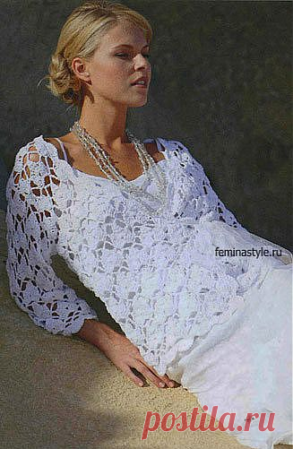 Белый жакет связанный крючком / Рукоделие / Домоводство / Женские секреты / Женский стиль