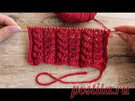Кружевной узор спицами | Eyelet knitting pattern