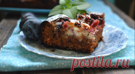 Сельский сливовый пирог с рикоттой, пошаговый рецепт с фото