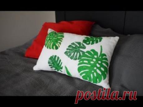 Подушка с яркими листьями монстеры, отлично впишется в летний декор комнаты. Шаблоны листьев: https://drive.google.com/open?id=1F-2qQ6ursYE9b_SzpOJ1ZUTCPcX_M...