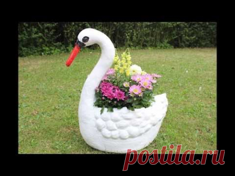 DIY Wunderschöner Schwanen-Blumentopf für den Garten/Beautiful swan flower pot for the garden