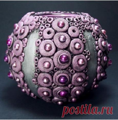 Ваза &quot;Морской ёж&quot; из полимерной глины  Мастер класс по декорированию вазы с помощью полимерной глины. Такая ваза станет прекрасным украшением интерьера.