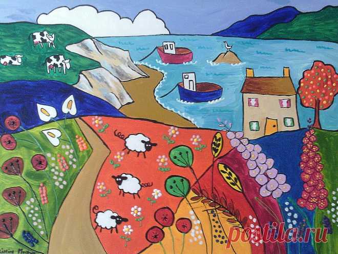 Friya - Naive & Folk Art - Naive Seascape
