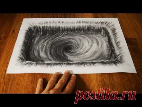 3D Рисунок карандашом ВОДОВОРОТ иллюзия / Vortex  3D