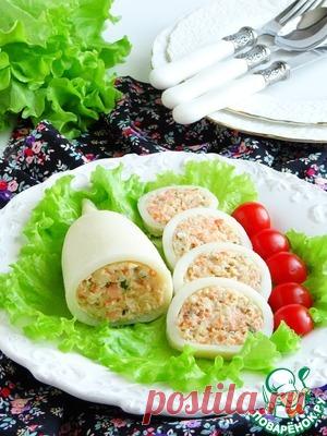Кальмары, фаршированные треской и форелью - кулинарный рецепт