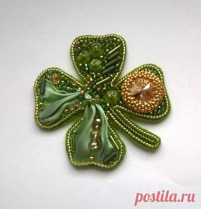 Мастер-класс по созданию броши «Клевер удачи» - Ярмарка Мастеров - ручная работа, handmade